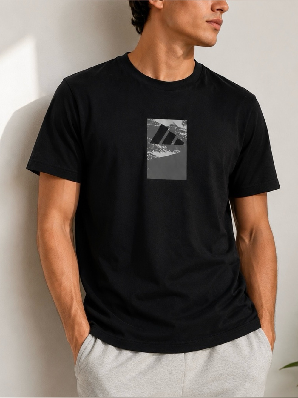 🖤 Adidas Black Graphic Performance Tee Men’s Size L Athletic Casual Active Top